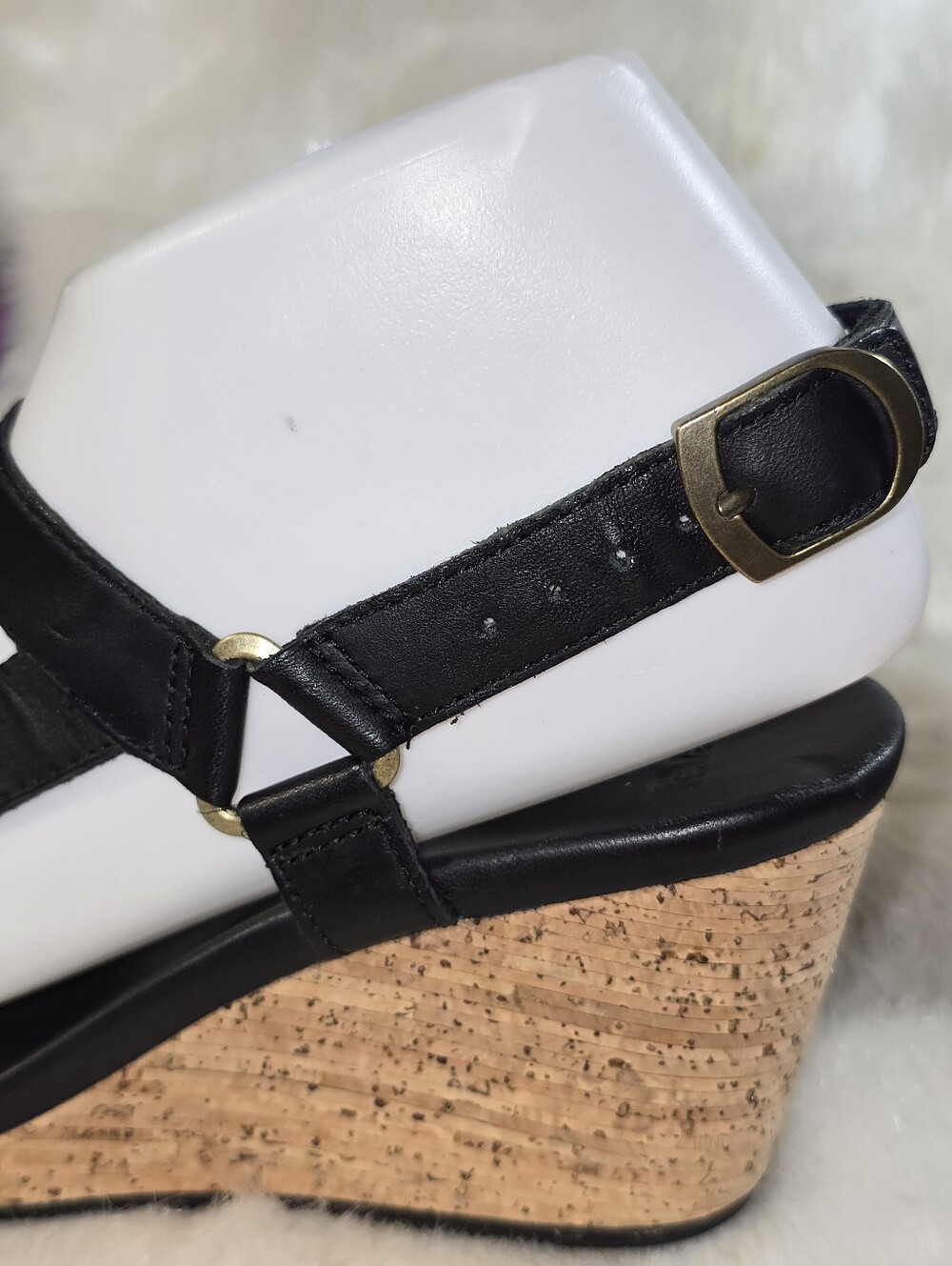 Teva Arabelle Universal Womens Leather Black Cork Wedge Sandals - Picture 10 of 15